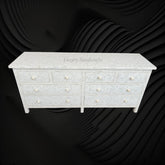 Bone Inlay Chest of 8 Drawer Geometric White 1